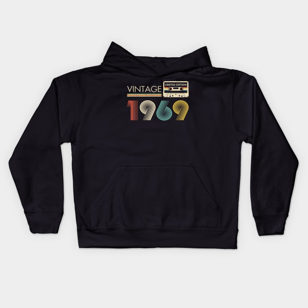 54th Birthday Vintage 1969 Limited Edition Cassette Tape Kids Hoodie by Ripke Jesus